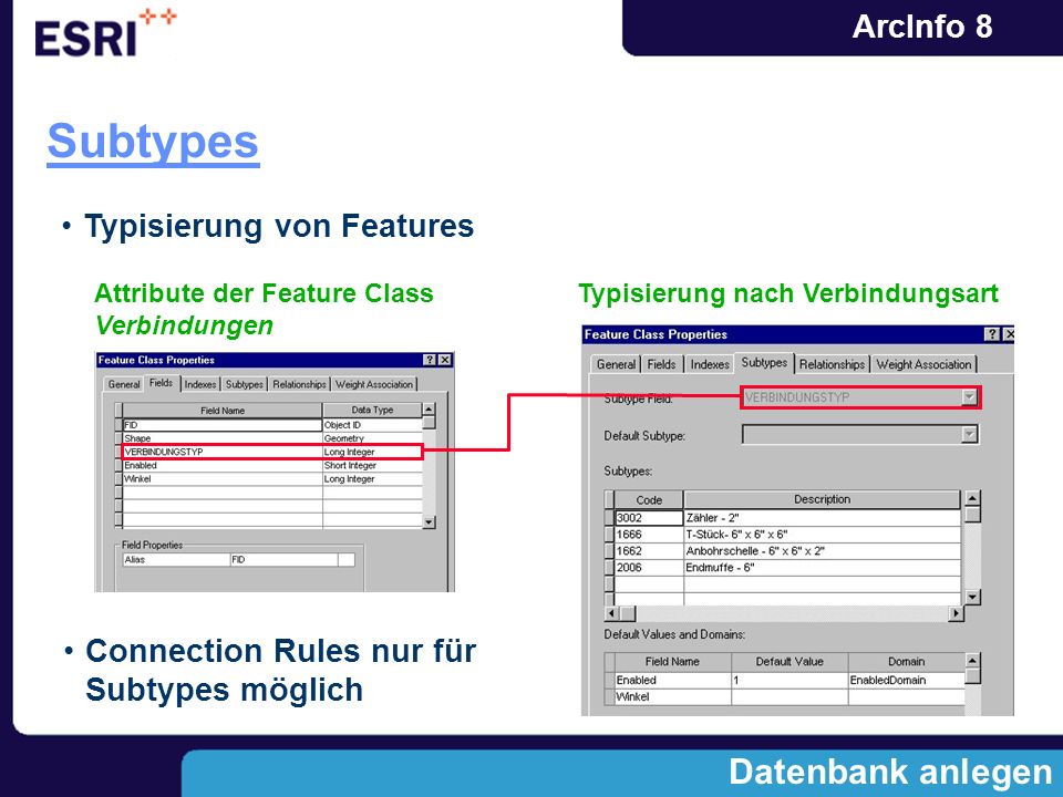 Subtypes Datenbank anlegen Typisierung von Features