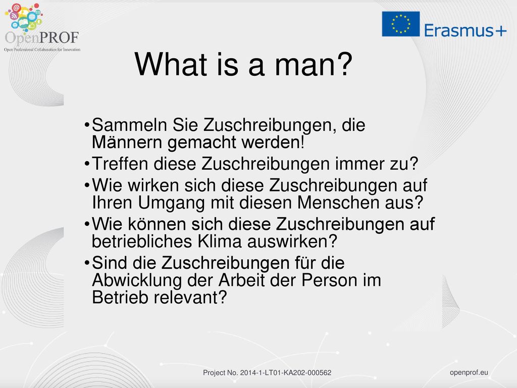 What is a man Sammeln Sie Zuschreibungen, die Männern gemacht werden!