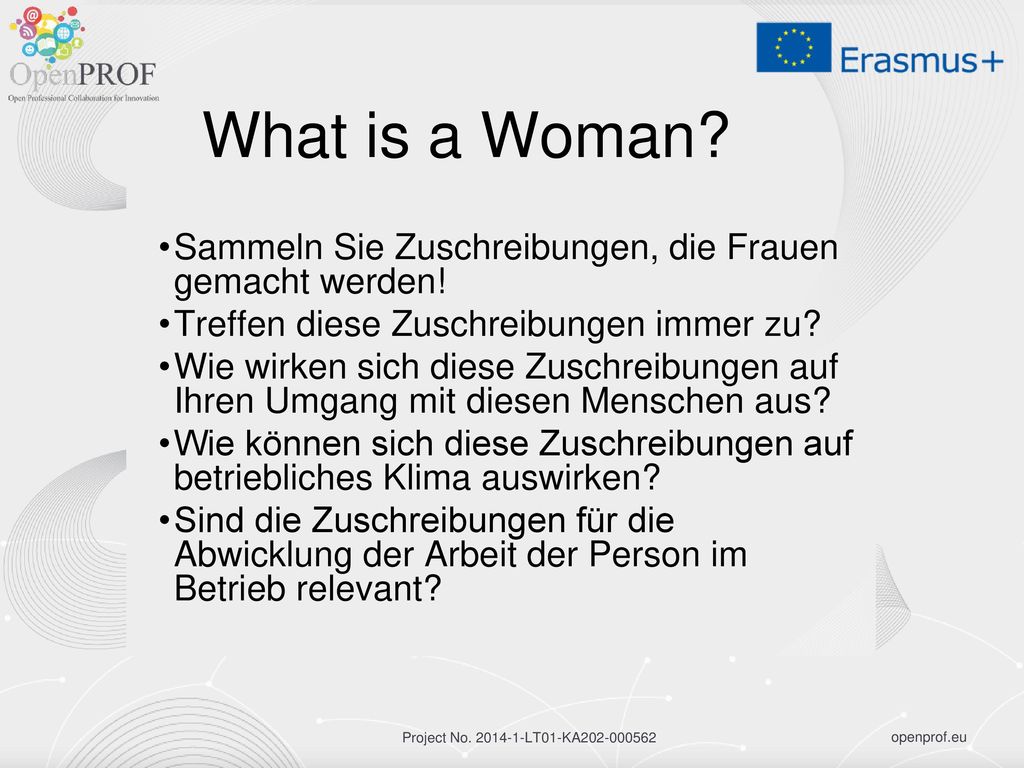 What is a Woman Sammeln Sie Zuschreibungen, die Frauen gemacht werden! Treffen diese Zuschreibungen immer zu