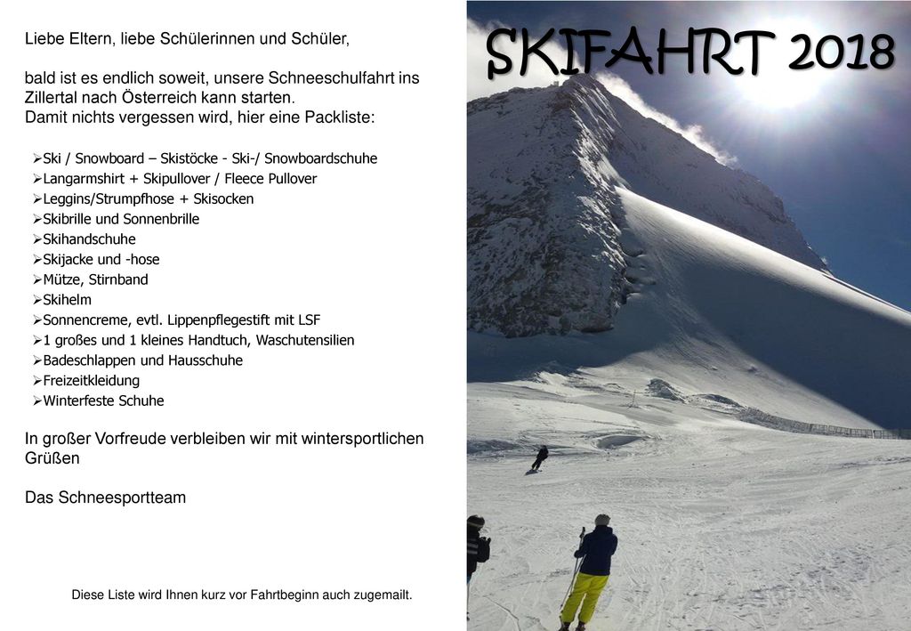 Diese Liste wird Ihnen kurz vor Fahrtbeginn auch zug t.