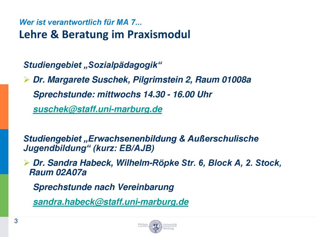 Wer ist verantwortlich für MA 7... Lehre & Beratung im Praxismodul