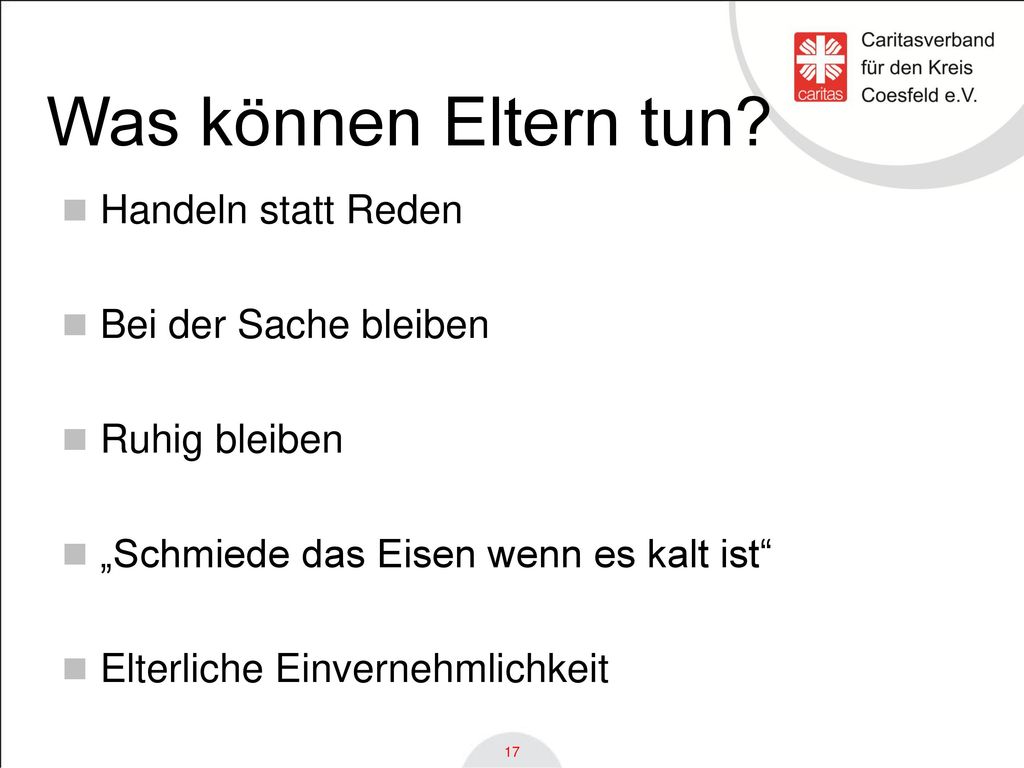 Was können Eltern tun Handeln statt Reden Bei der Sache bleiben