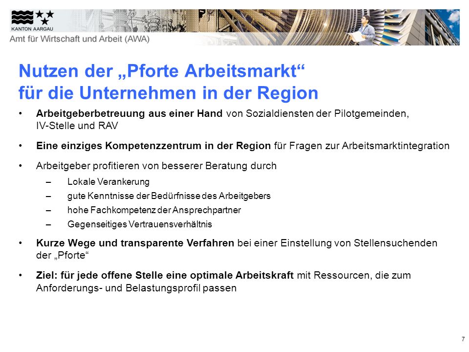 Nutzen der „Pforte Arbeitsmarkt für die Unternehmen in der Region