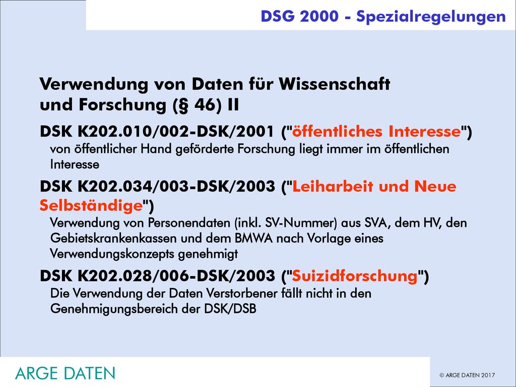 Verwendung von Daten für Wissenschaft und Forschung (§ 46) II