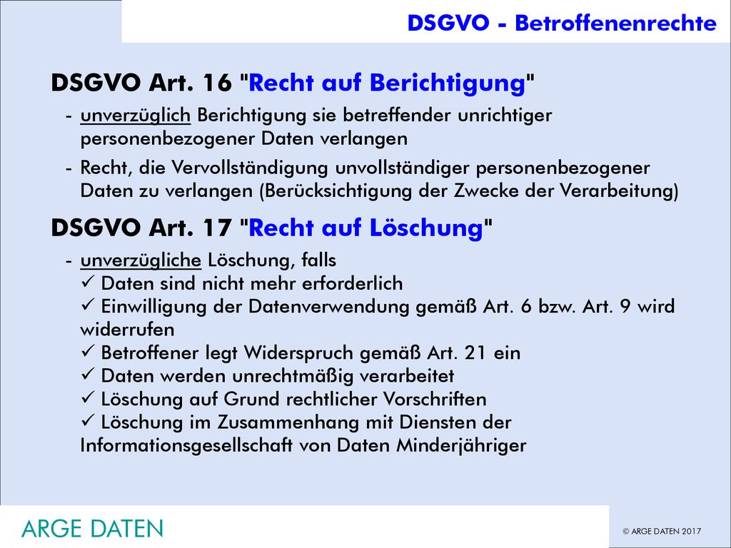 DSGVO Art. 16 Recht auf Berichtigung