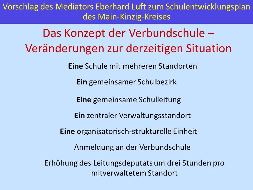Das Konzept der Verbundschule – Veränderungen zur derzeitigen Situation