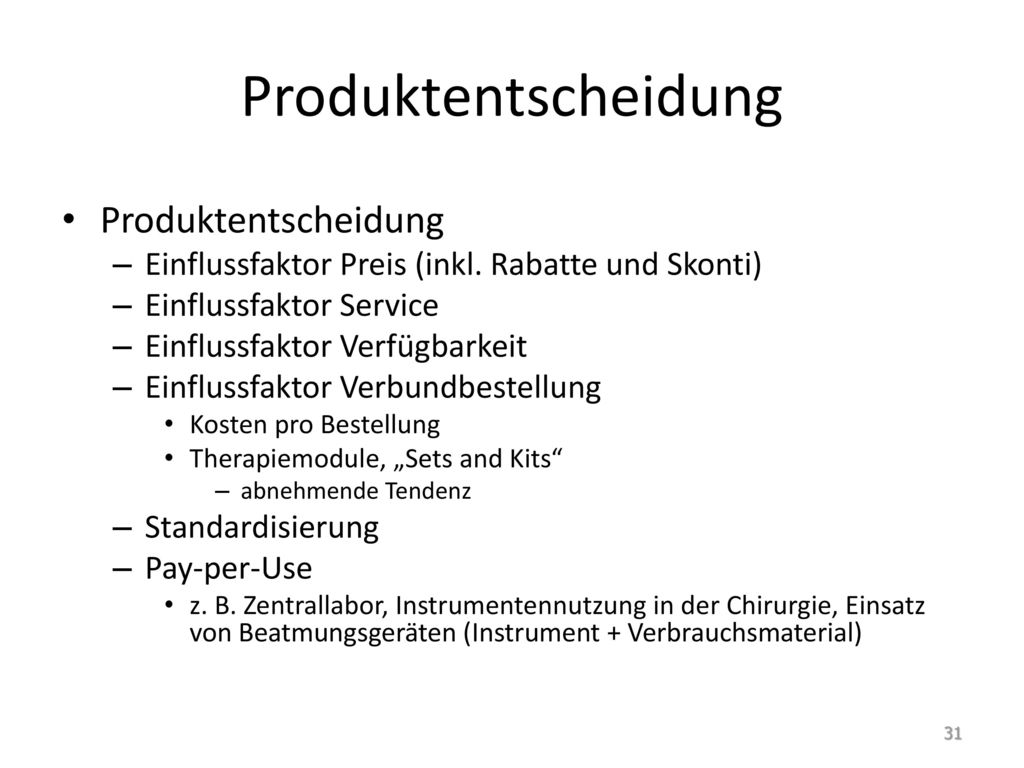 Produktentscheidung Produktentscheidung