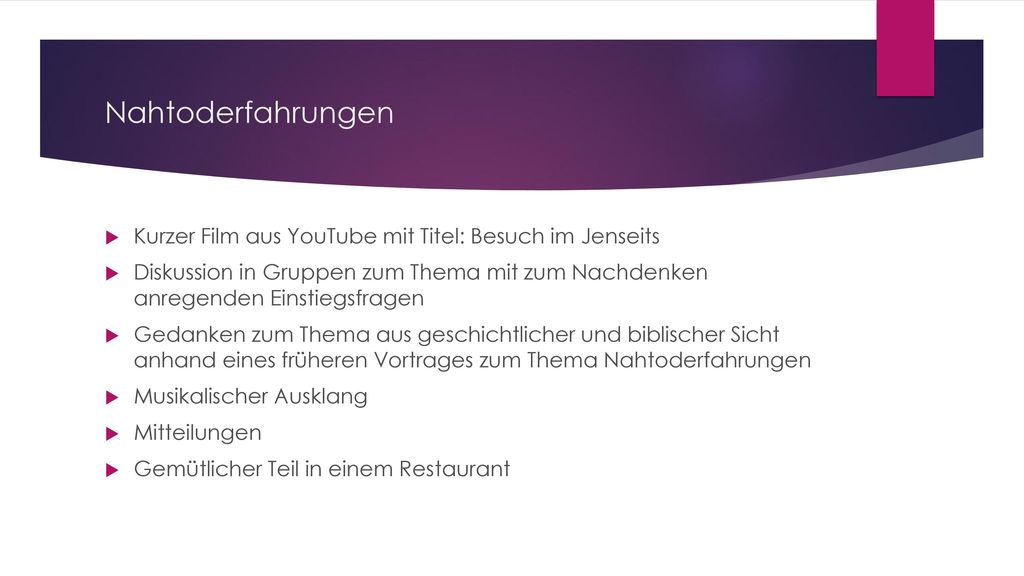 Nahtoderfahrungen Kurzer Film aus YouTube mit Titel: Besuch im Jenseits.