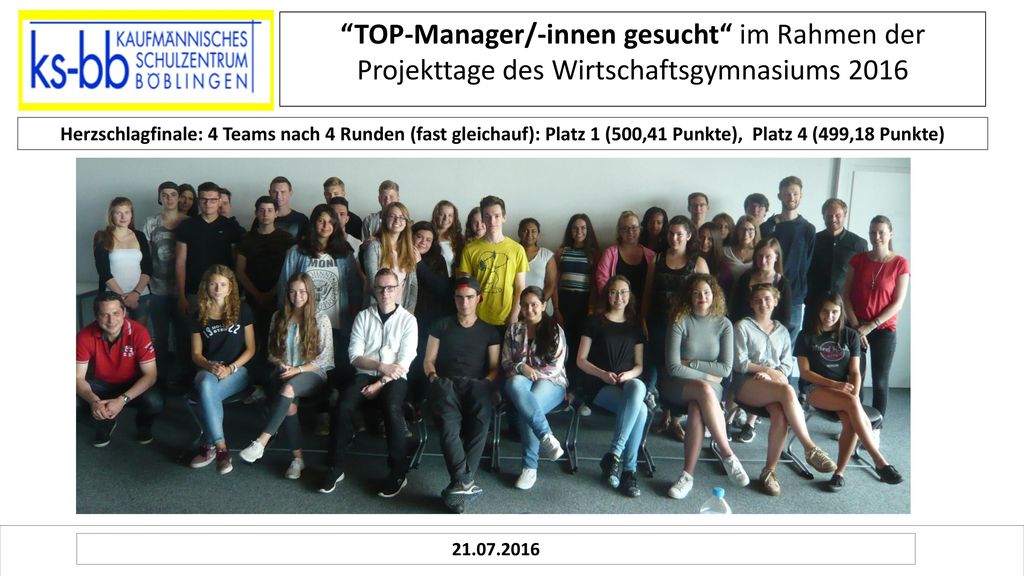 TOP-Manager/-innen gesucht im Rahmen der Projekttage des Wirtschaftsgymnasiums 2016
