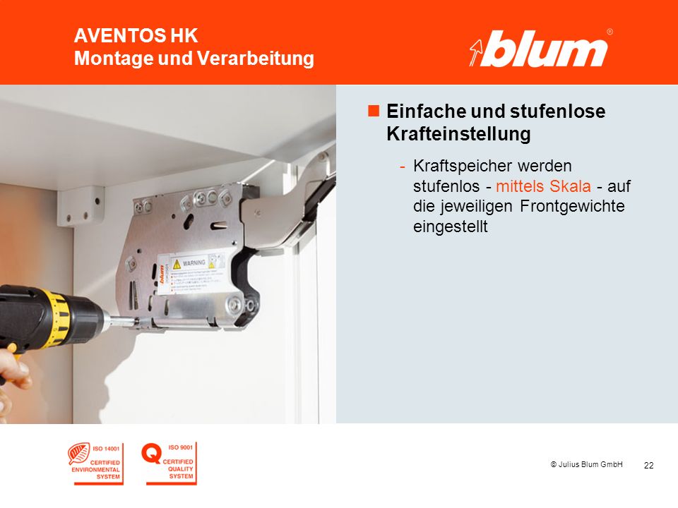 AVENTOS HK Montage und Verarbeitung