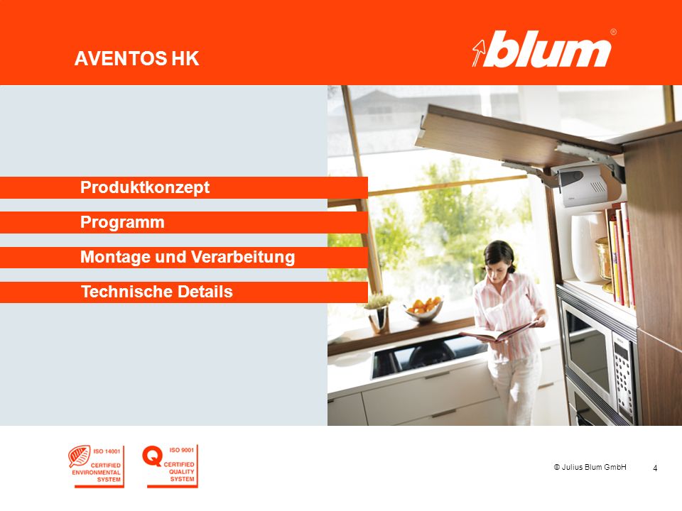 AVENTOS HK Produktkonzept Programm Montage und Verarbeitung