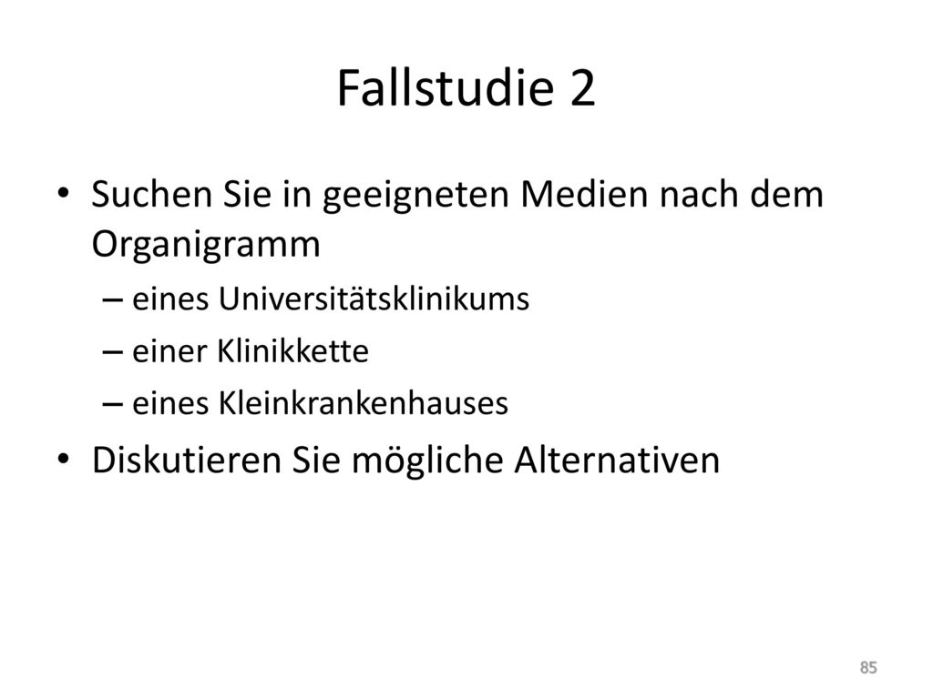 Fallstudie 2 Suchen Sie in geeigneten Medien nach dem Organigramm