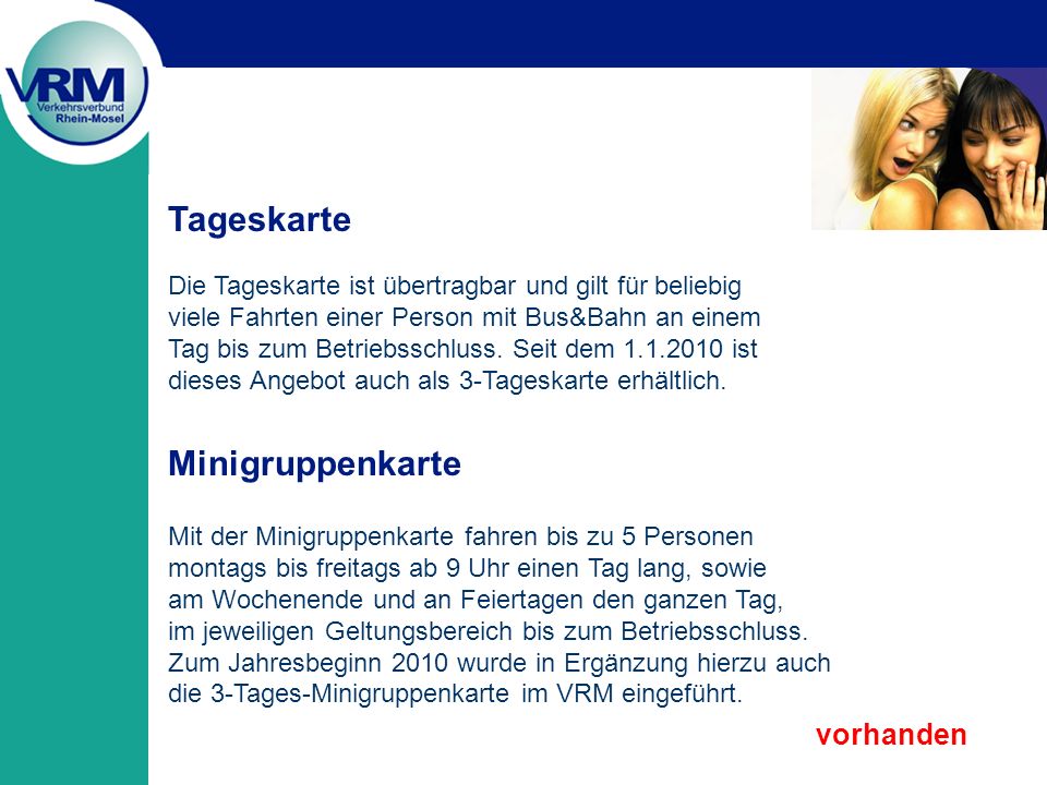 Tageskarte Minigruppenkarte vorhanden
