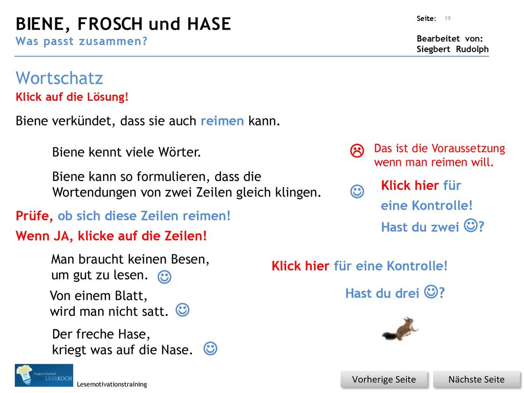 BIENE, FROSCH und HASE Wortschatz     