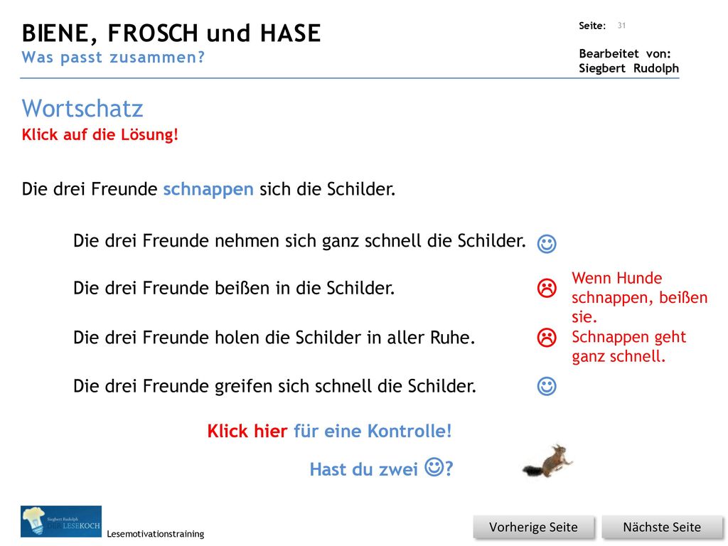 BIENE, FROSCH und HASE Wortschatz    