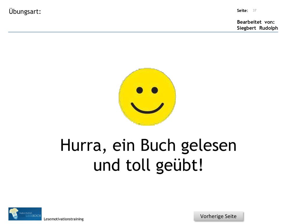 Hurra, ein Buch gelesen und toll geübt! Vorherige Seite