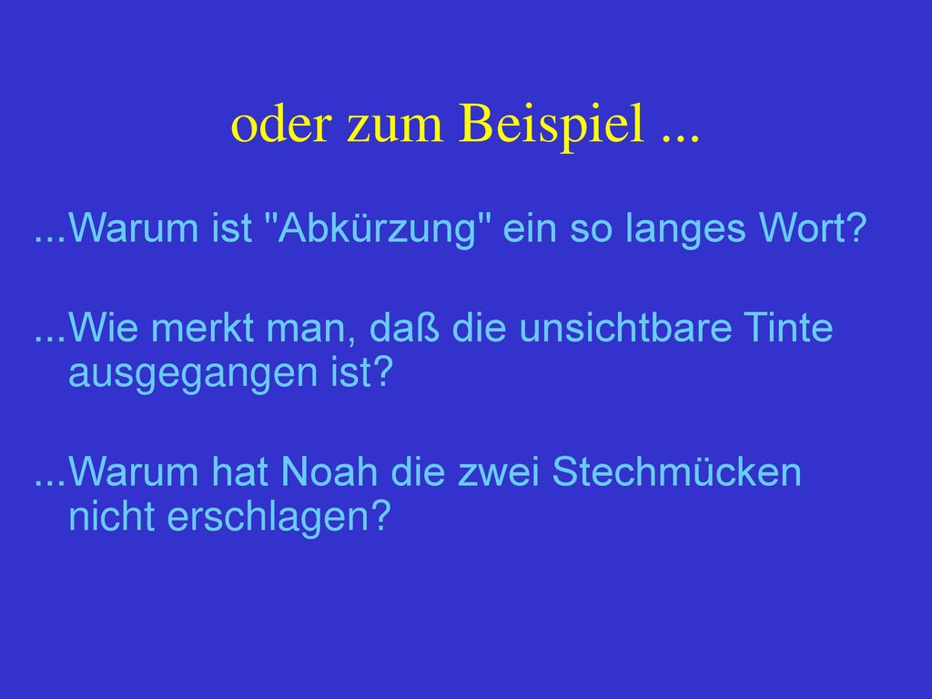 oder zum Beispiel Warum ist Abkürzung ein so langes Wort