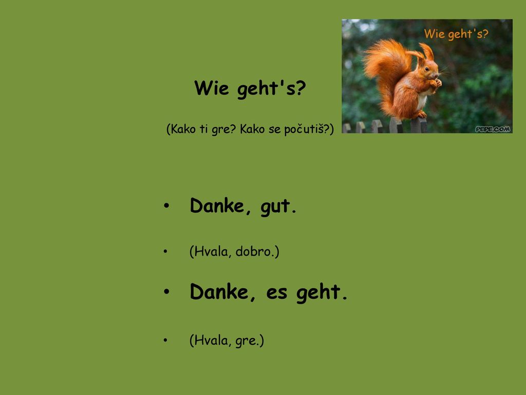Wie geht s (Kako ti gre Kako se počutiš )