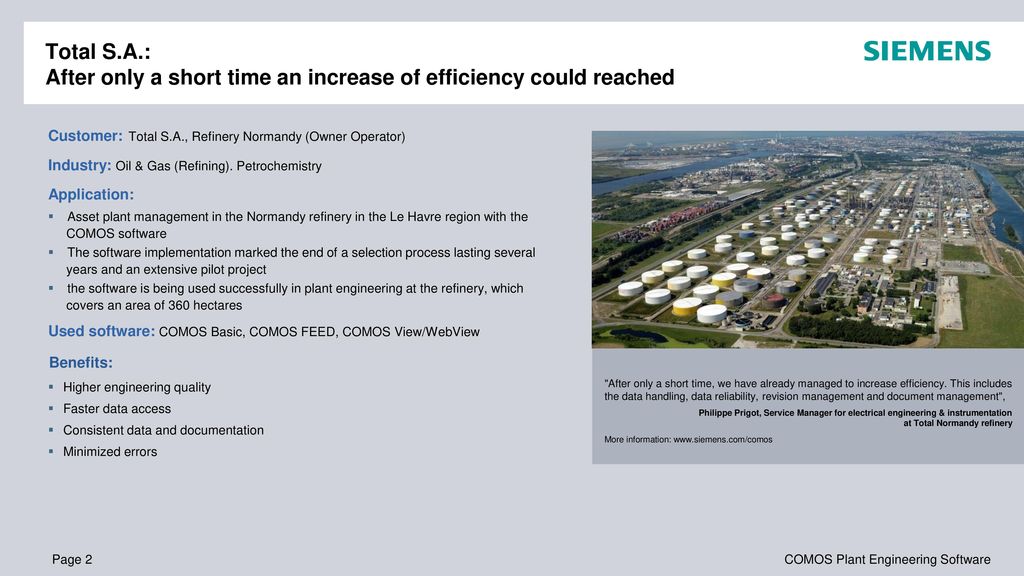 Total S.A.: After only a short time an increase of efficiency could reached