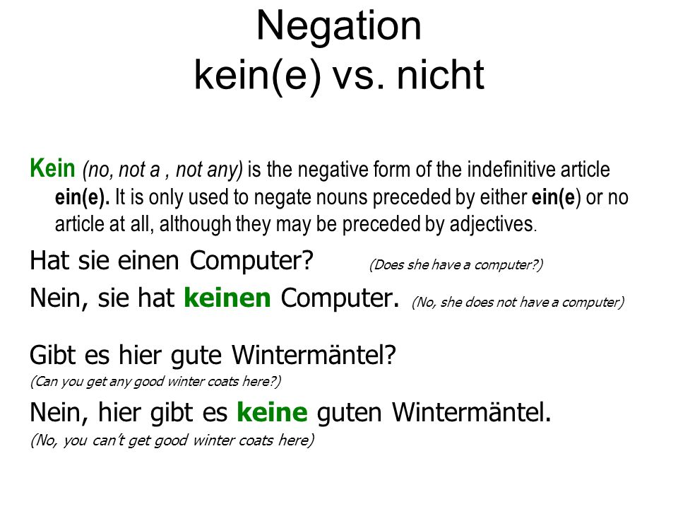 Negation kein(e) vs. nicht