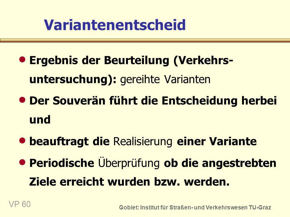 Variantenentscheid Ergebnis der Beurteilung (Verkehrs-untersuchung): gereihte Varianten. Der Souverän führt die Entscheidung herbei und.