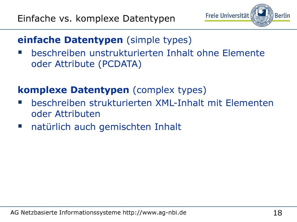 Einfache vs. komplexe Datentypen