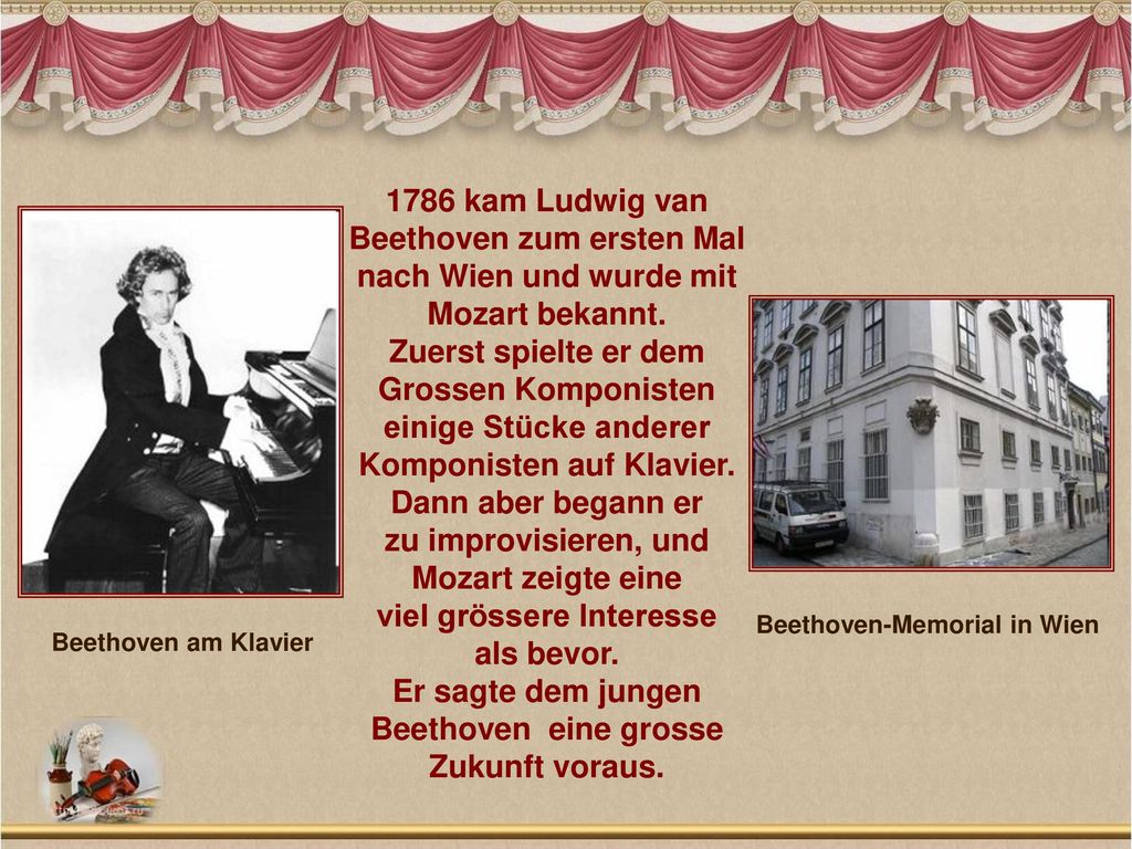 einige Stücke anderer Komponisten auf Klavier. Dann aber begann er