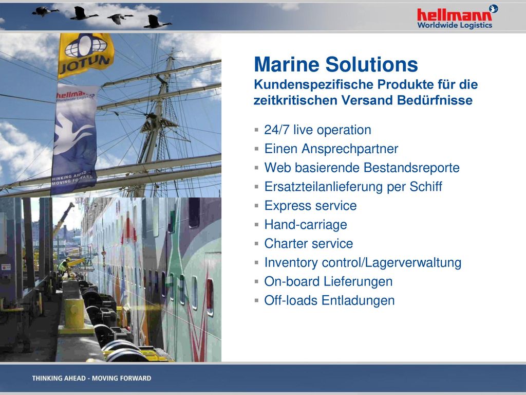 Marine Solutions Kundenspezifische Produkte für die zeitkritischen Versand Bedürfnisse