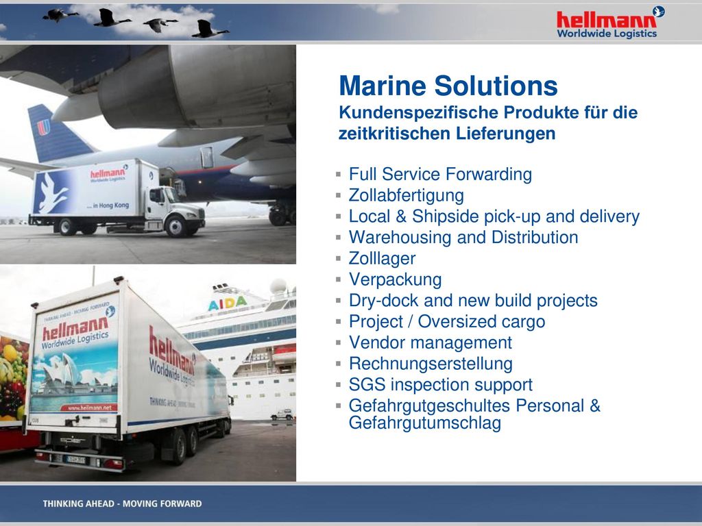 Marine Solutions Kundenspezifische Produkte für die zeitkritischen Lieferungen