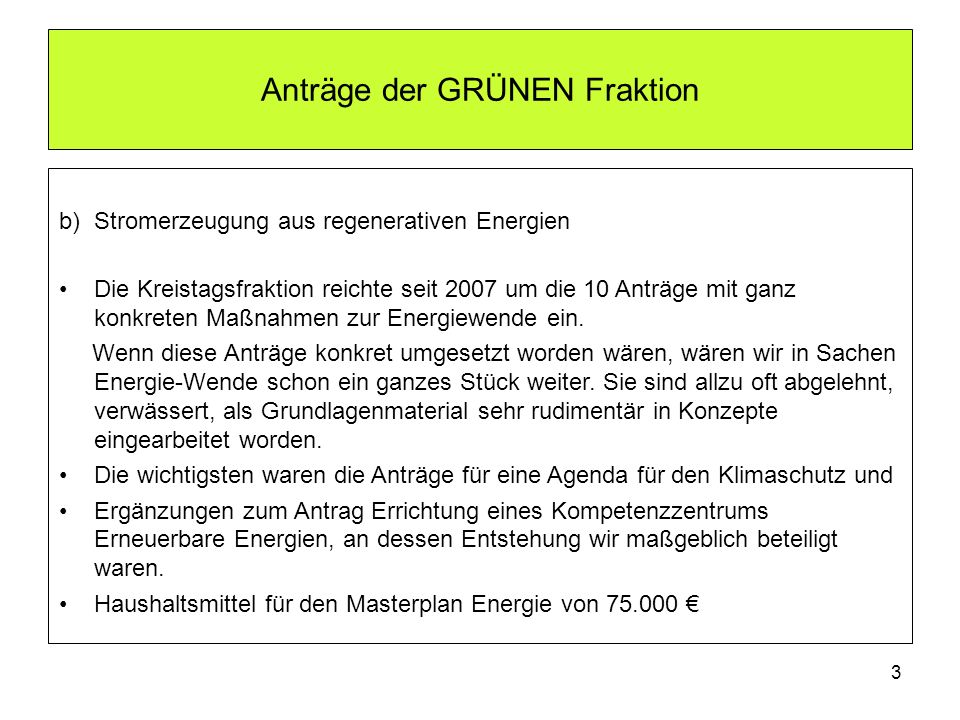Anträge der GRÜNEN Fraktion