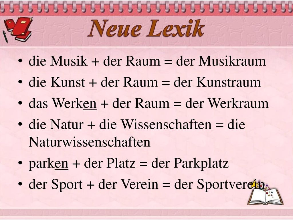 Neue Lexik die Musik + der Raum = der Musikraum