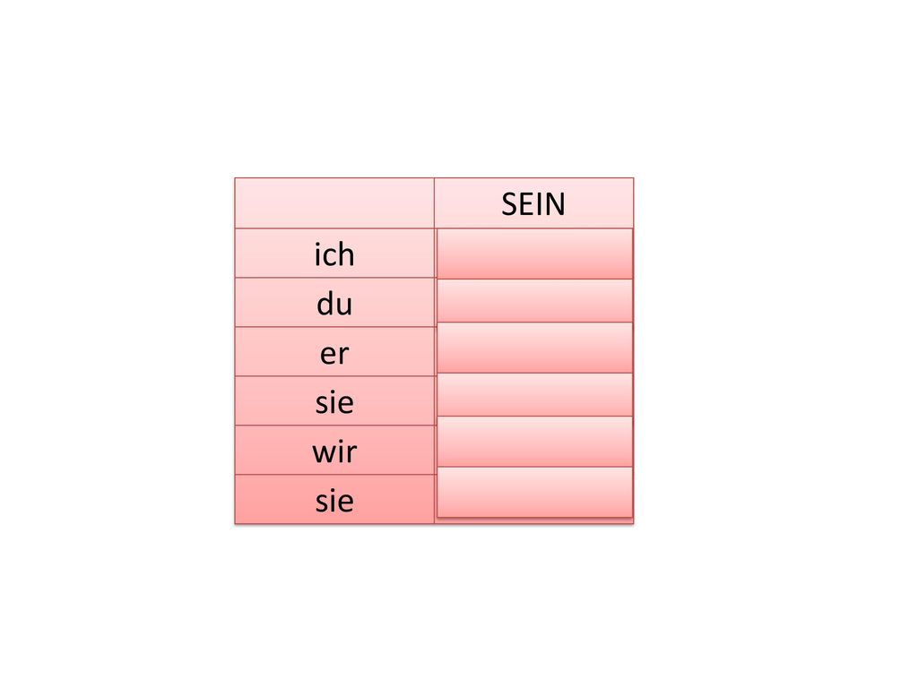 SEIN ich bin du bist er ist sie wir sind