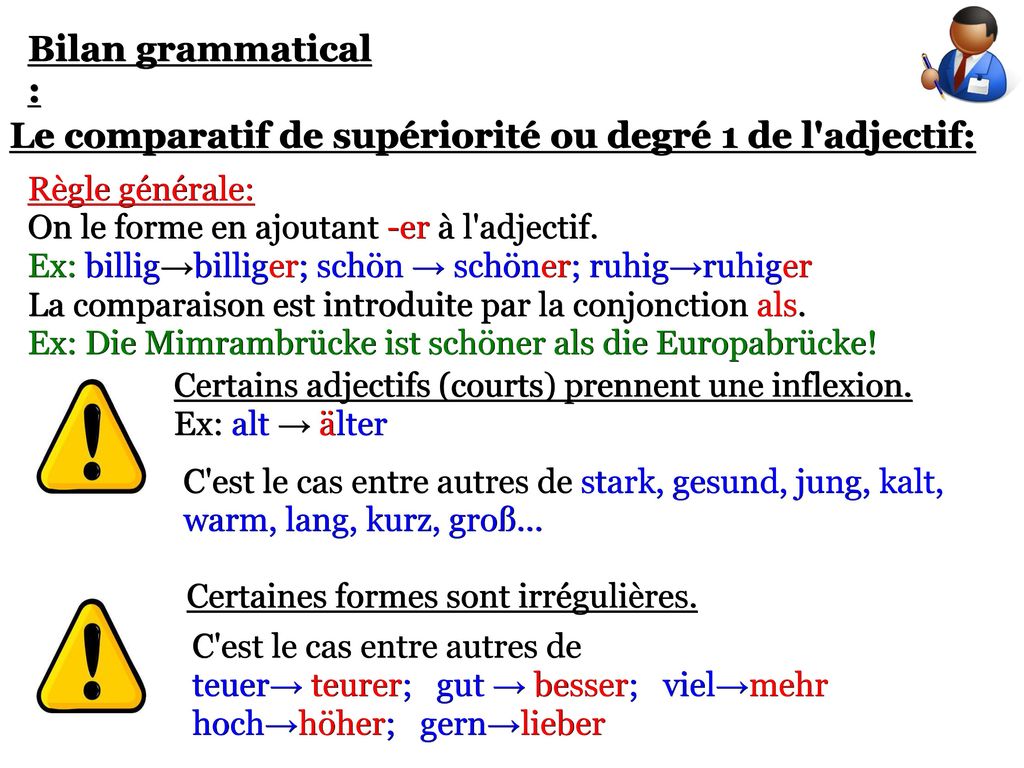 Le comparatif de supériorité ou degré 1 de l adjectif: