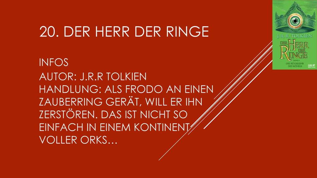 20. Der Herr der ringe Infos Autor: J.r.r tolkien