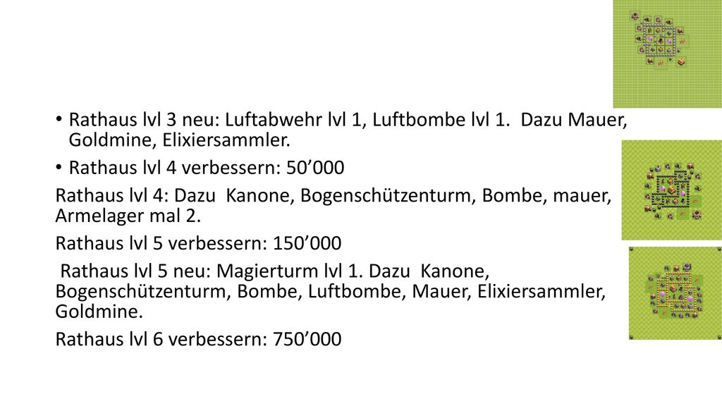 Rathaus lvl 3 neu: Luftabwehr lvl 1, Luftbombe lvl 1