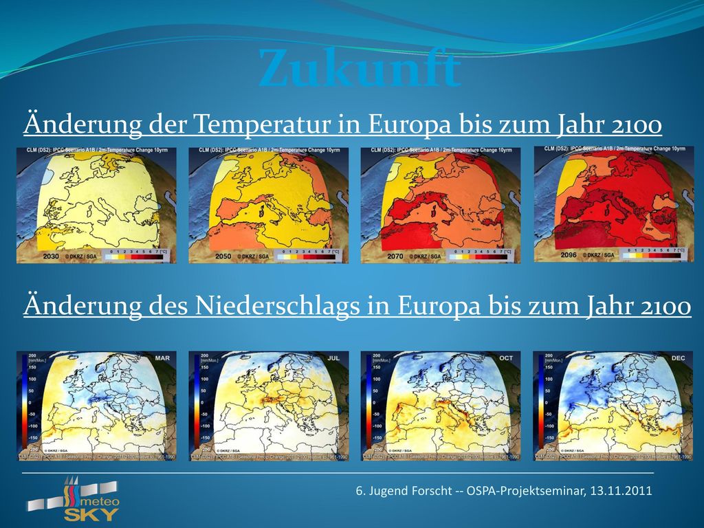 Zukunft Änderung der Temperatur in Europa bis zum Jahr 2100