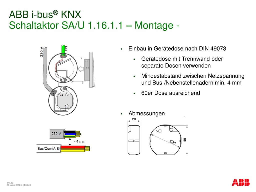 ABB i-bus® KNX Schaltaktor SA/U – Montage -