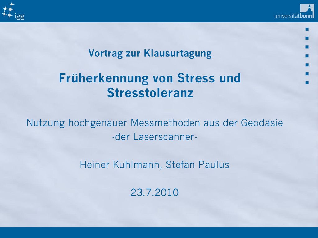 Vortrag zur Klausurtagung Früherkennung von Stress und Stresstoleranz