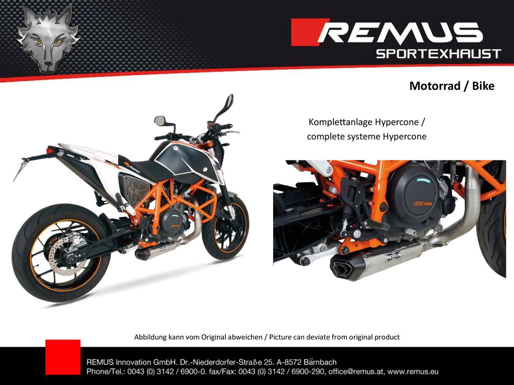 Motorrad / Bike Komplettanlage Hypercone / complete systeme Hypercone