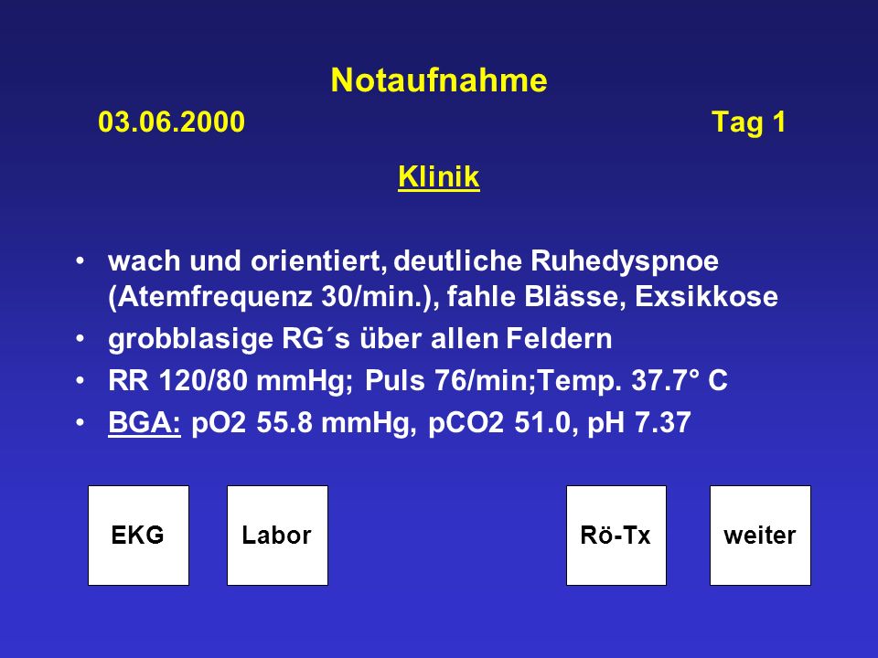 Notaufnahme Tag 1 Klinik