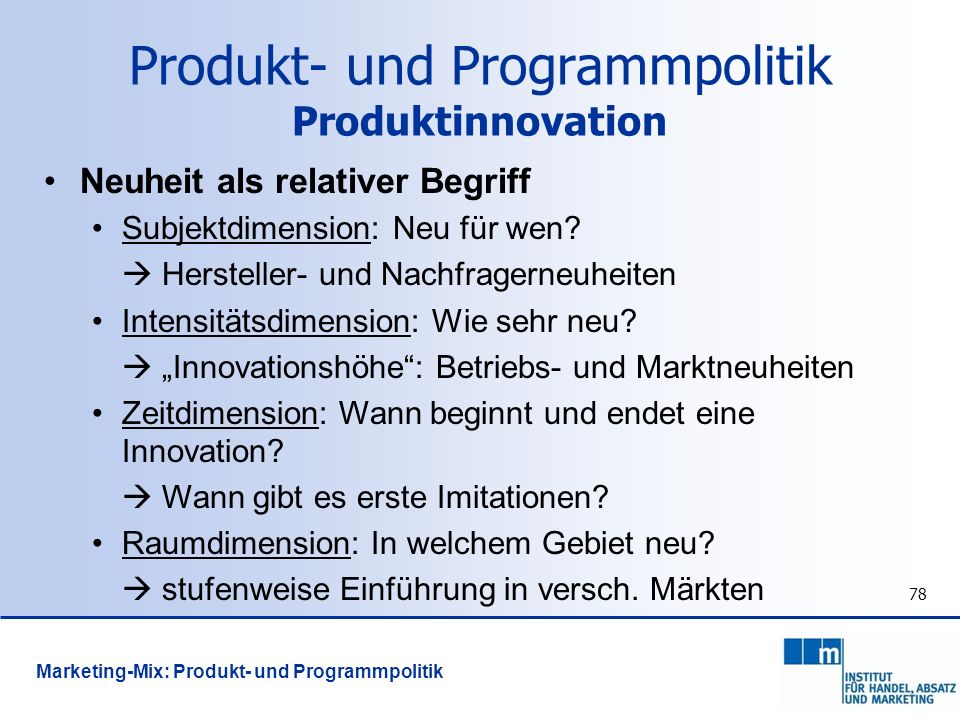 Produkt- und Programmpolitik Produktinnovation