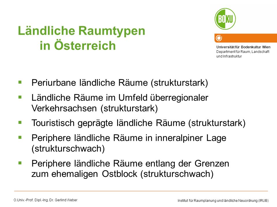 Ländliche Raumtypen in Österreich