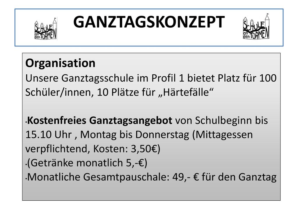 GANZTAGSKONZEPT Organisation
