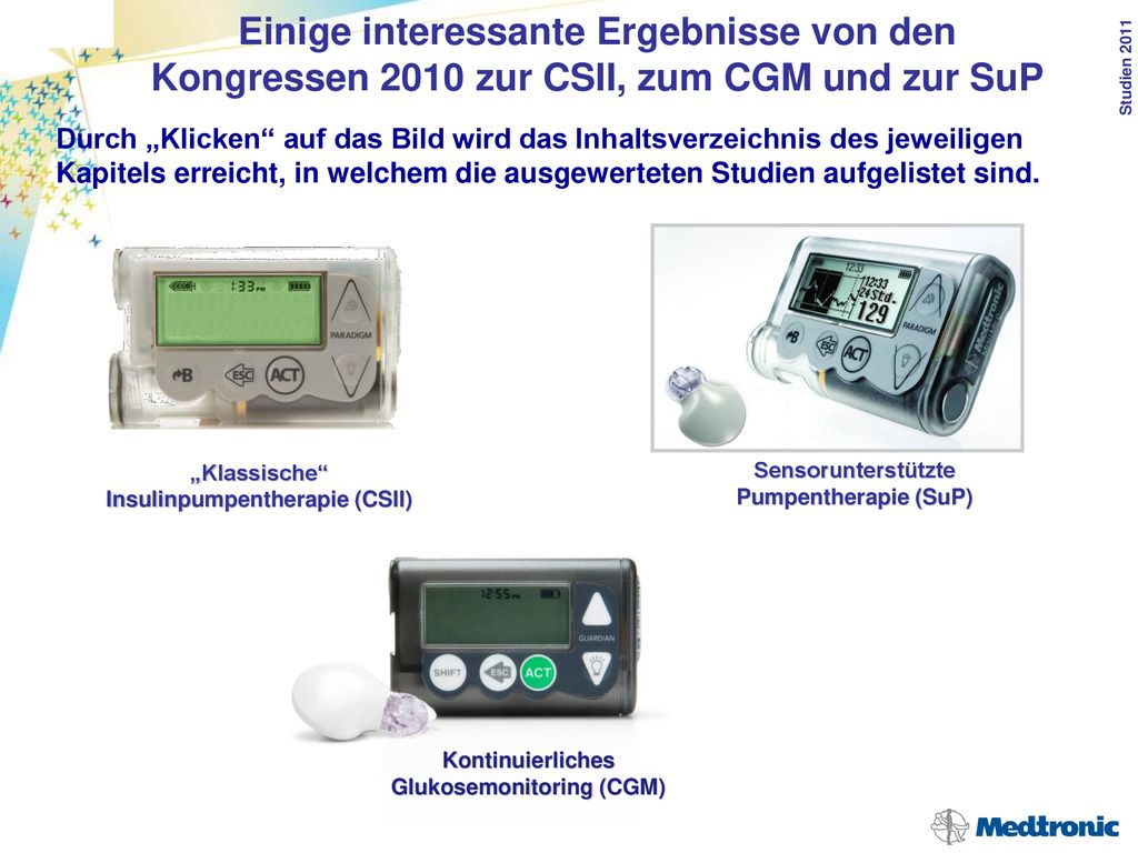 B Einige interessante Ergebnisse von den Kongressen 2010 zur CSII, zum CGM und zur SuP.
