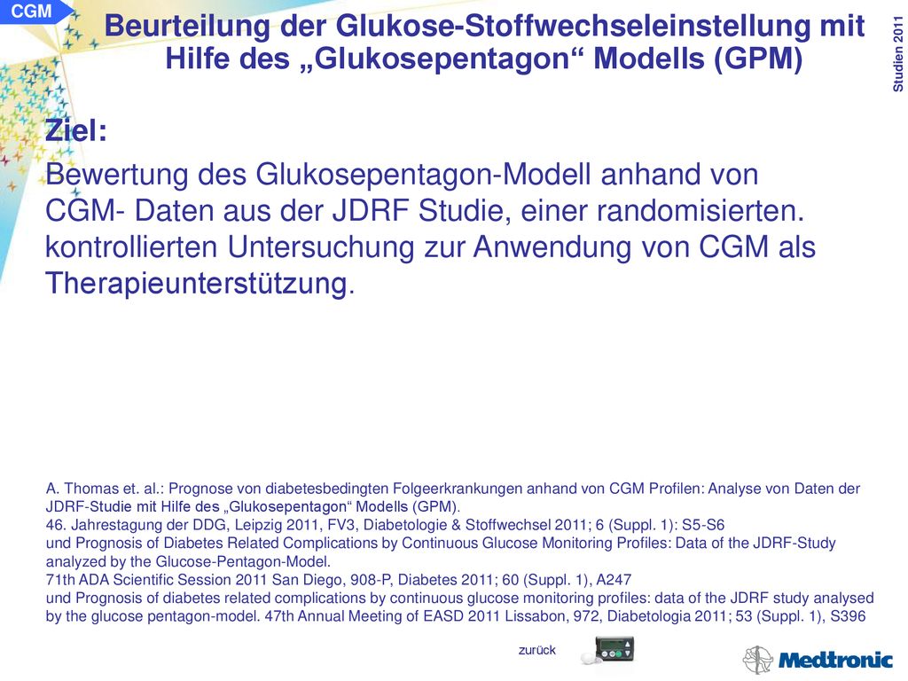 CGM Beurteilung der Glukose-Stoffwechseleinstellung mit Hilfe des „Glukosepentagon Modells (GPM) Ziel: