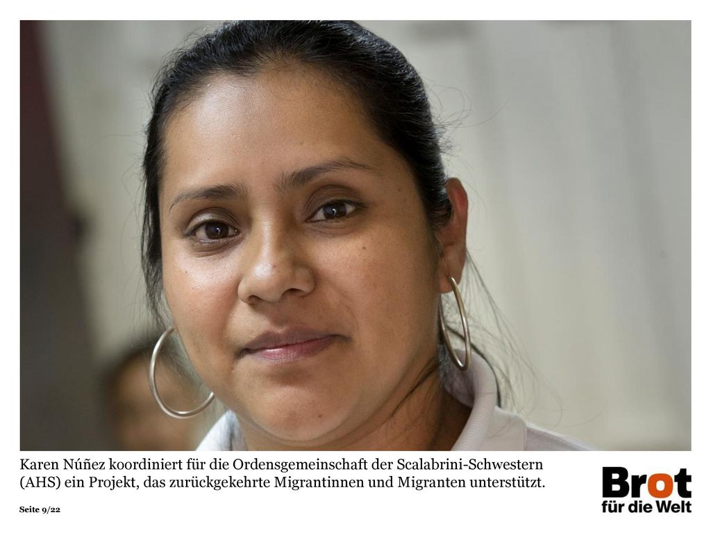 Karen Núñez koordiniert für die Ordensgemeinschaft der Scalabrini-Schwestern (AHS) ein Projekt, das zurückgekehrte Migrantinnen und Migranten unterstützt.
