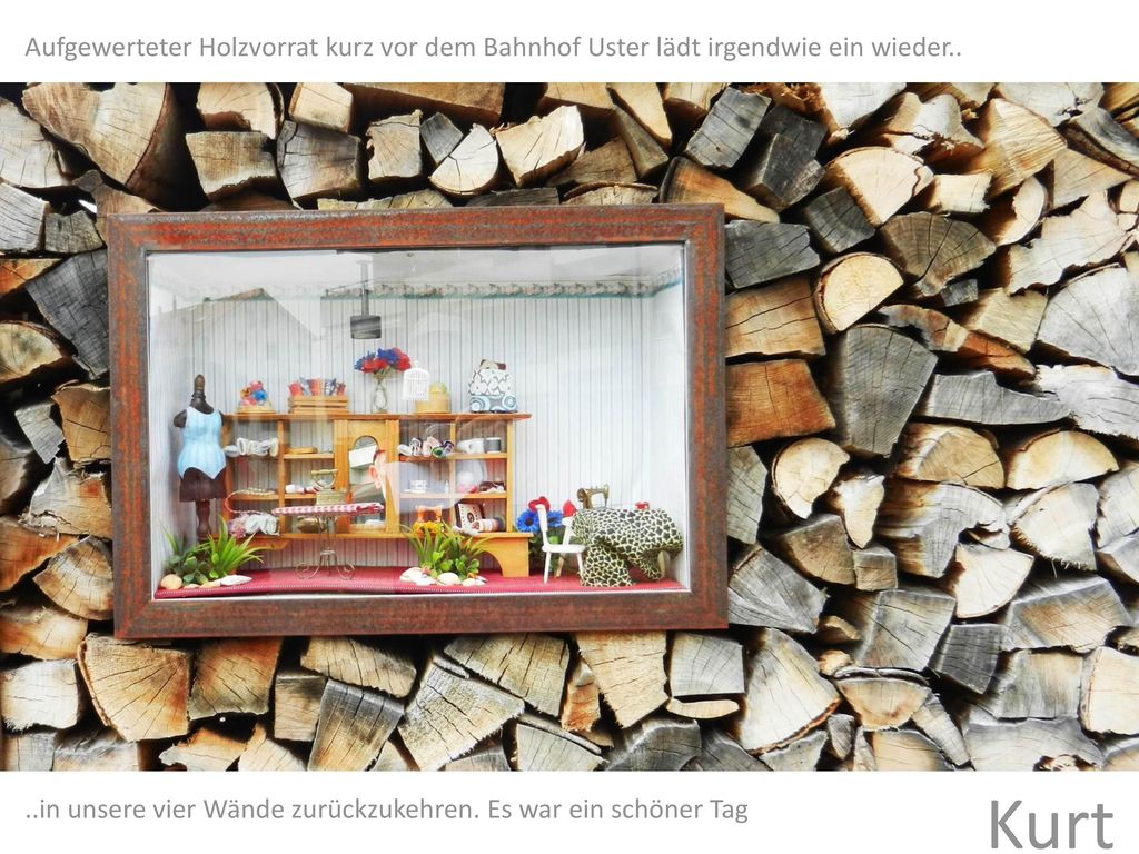 Aufgewerteter Holzvorrat kurz vor dem Bahnhof Uster lädt irgendwie ein wieder..