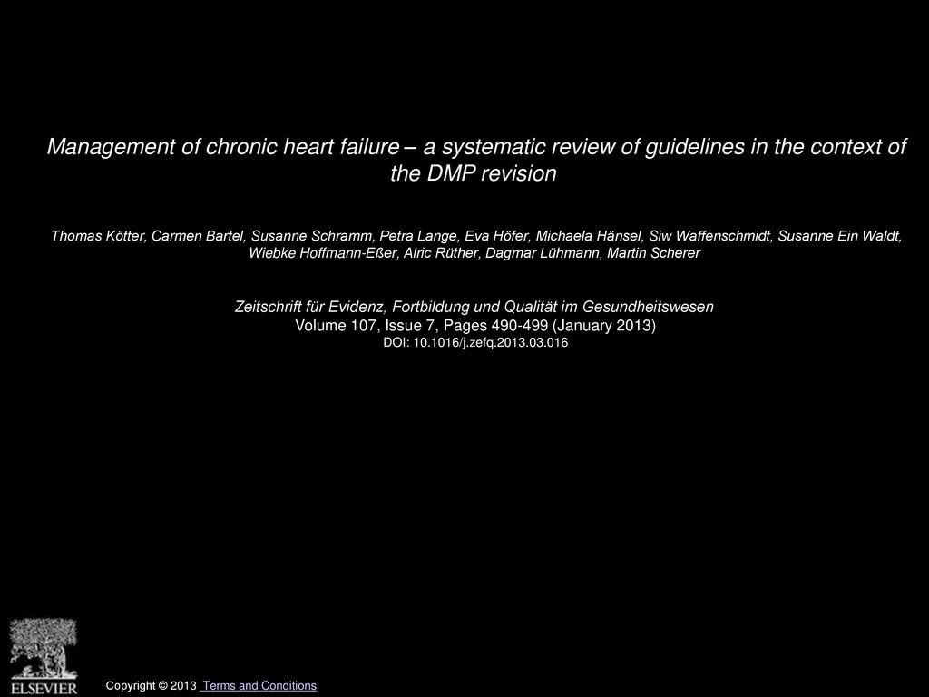 Management of chronic heart failure – a systematic review of guidelines in the context of the DMP revision
