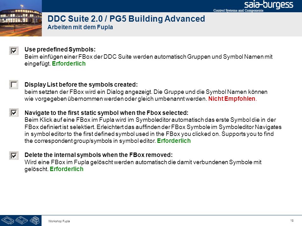 DDC Suite 2.0 / PG5 Building Advanced Arbeiten mit dem Fupla