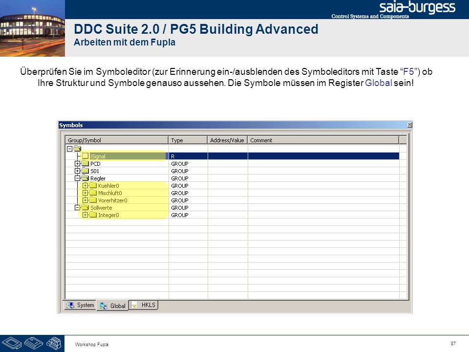 DDC Suite 2.0 / PG5 Building Advanced Arbeiten mit dem Fupla